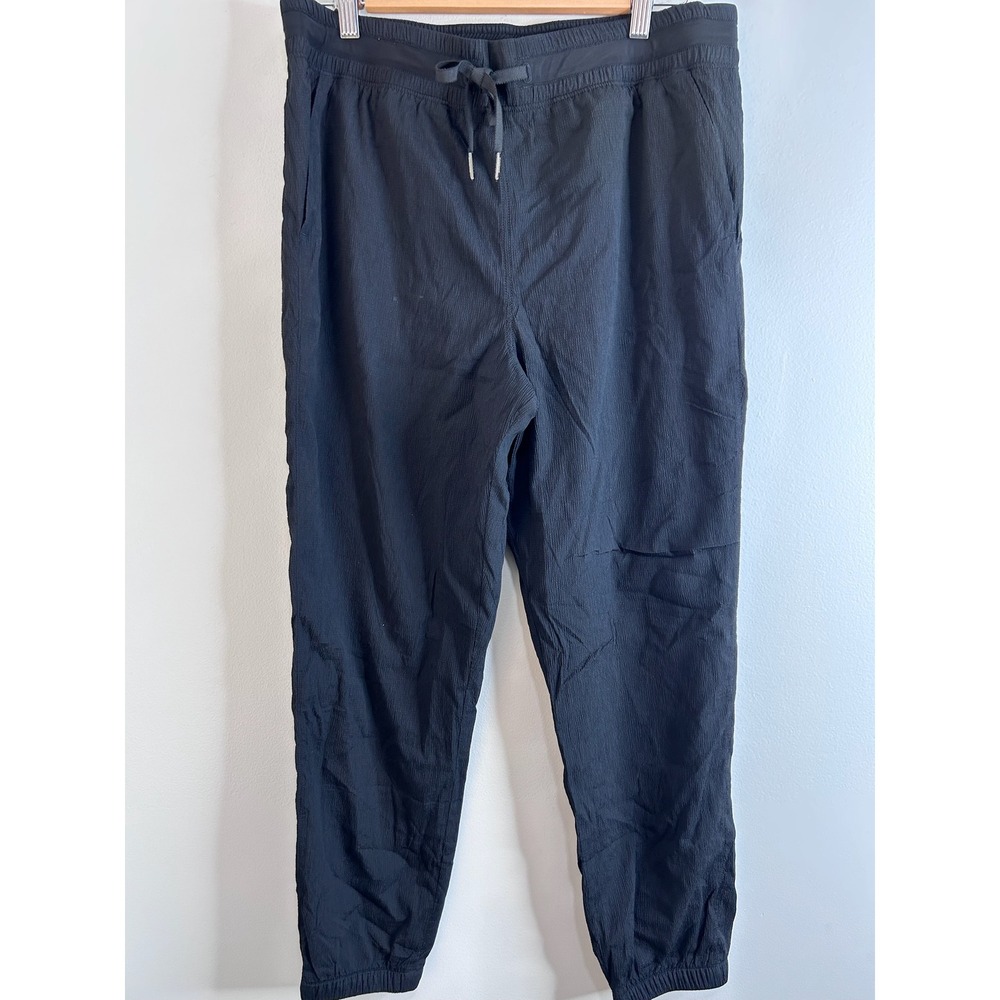 Lululemon Black Textured Seersucker Joggers Womens 10 Drawstring Active Pants